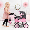 Bayer Design Dolls Pram Trendy - Pink Hearts with Black Hood & Pink Bow
