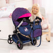 Bayer Design Dolls Pram XEO - Blue with Pink Hearts, Unicorn