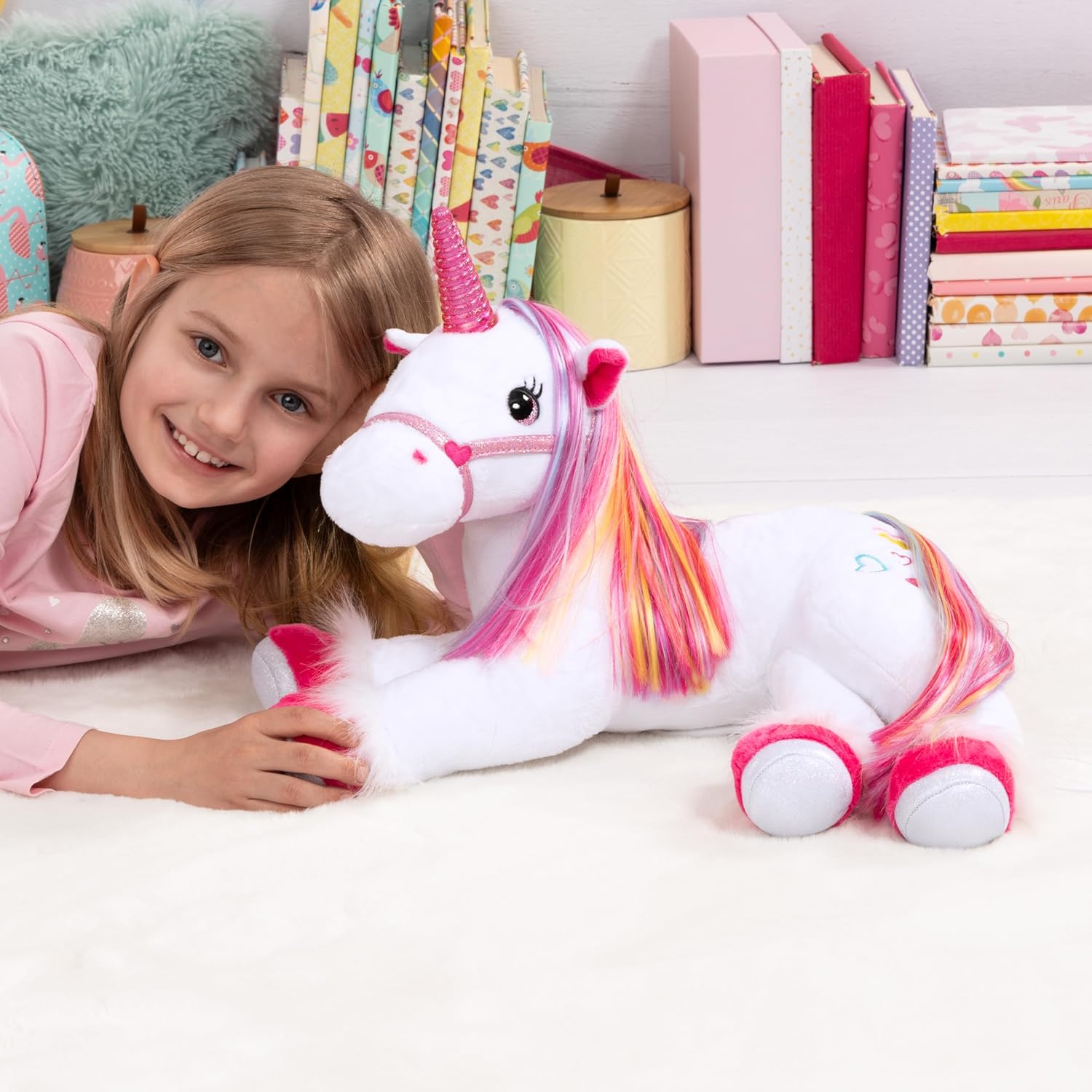 Bayer Design Magical Plush Unicorn – Interactive Light & Sound Toy (Model 69536AA) - Colorland Toys