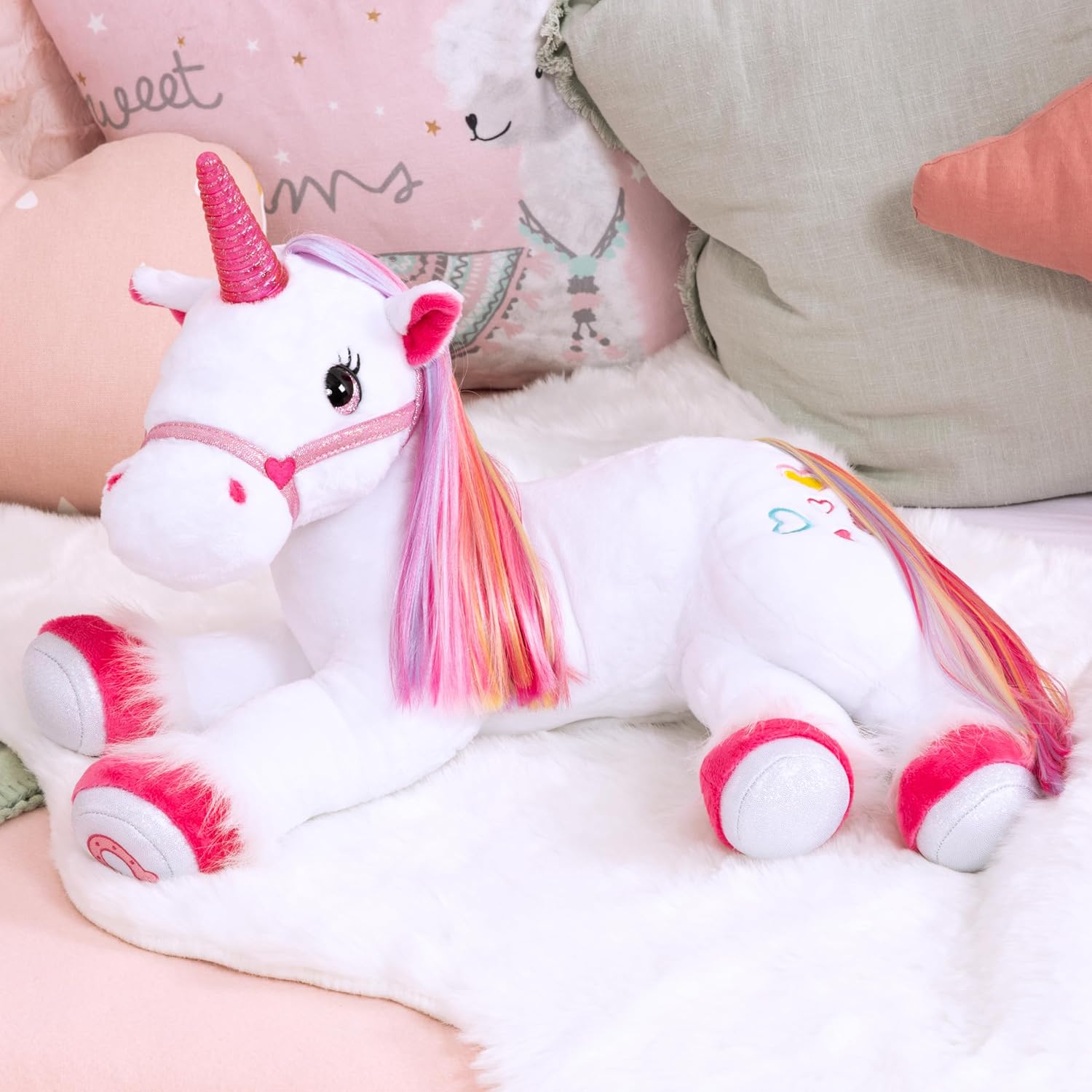 Bayer Design Magical Plush Unicorn – Interactive Light & Sound Toy (Model 69536AA) - Colorland Toys