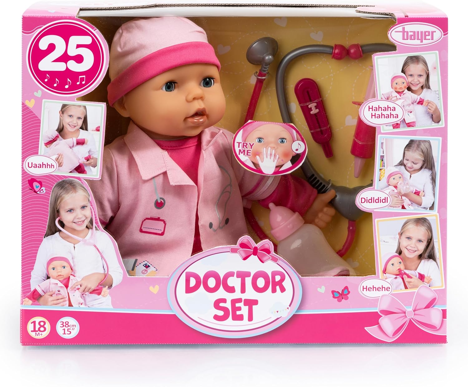 Bayer Doctor Set Doll 38 - Cm With Led 93878AA - Colorland Toys