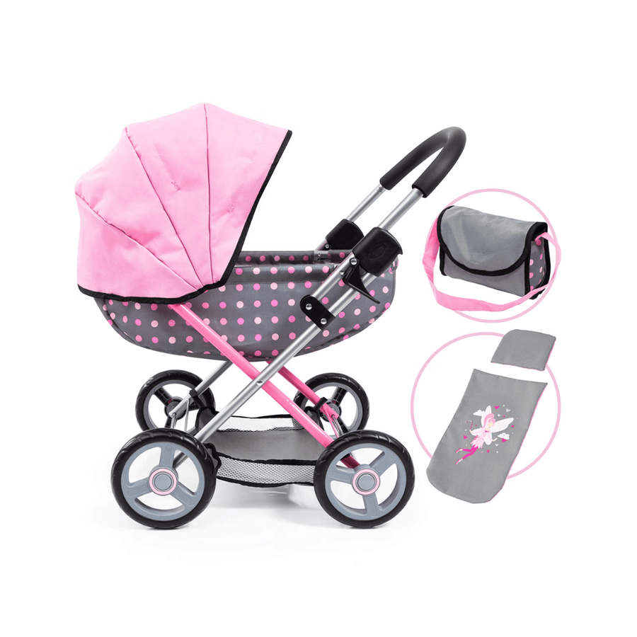 Bayer Design Dolls Pram Cosy - Polka Dot Grey Pink, Fairy — image 1