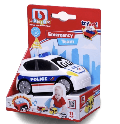 BBJunior Police Car, Fire Truck, Ambulance Free Wheeling 16 - 89110 - Colorland Toys