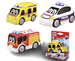 BBJunior Police Car, Fire Truck, Ambulance Free Wheeling 16 - 89110 - Colorland Toys