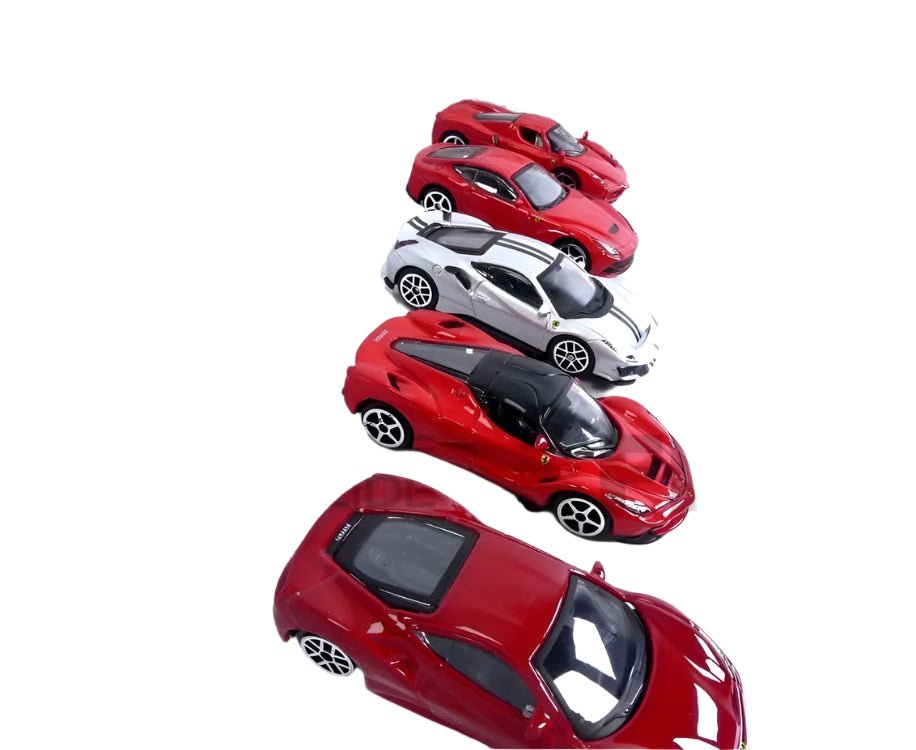 BBurago Ferrari Diecast Vehicles 5pcs – 1:64 Scale | 488 GTB, Enzo, 488 Pista, F12, LaFerrari | Collector Pack - Colorland Toys