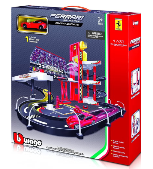 BBurago Ferrari Parking Garage Race Car Trackset 18 - 31204 - Colorland Toys