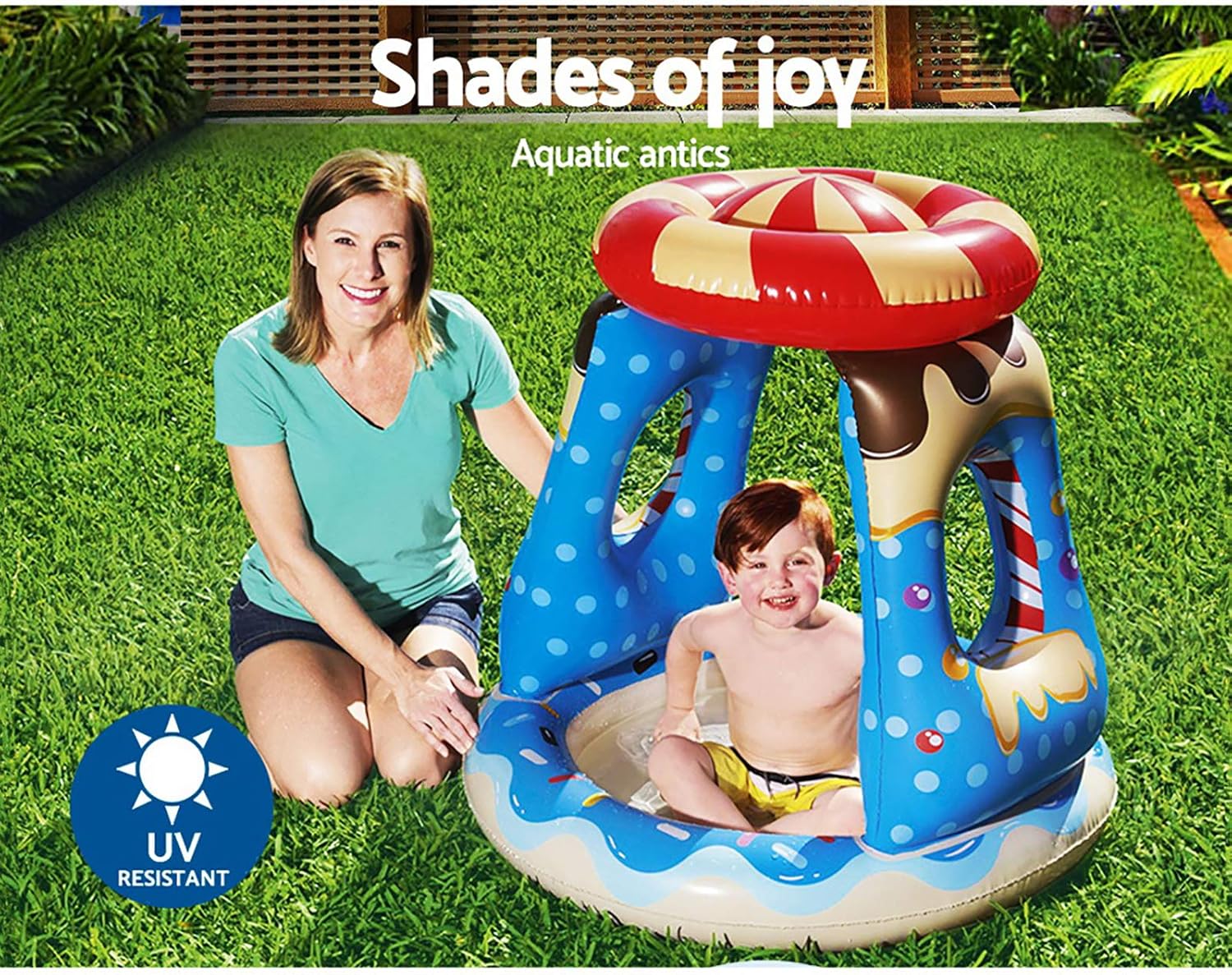 Bestway Candyville Inflatable Shaded Paddling Pool 91cm x 91cm x 89cm 52270 - Colorland Toys