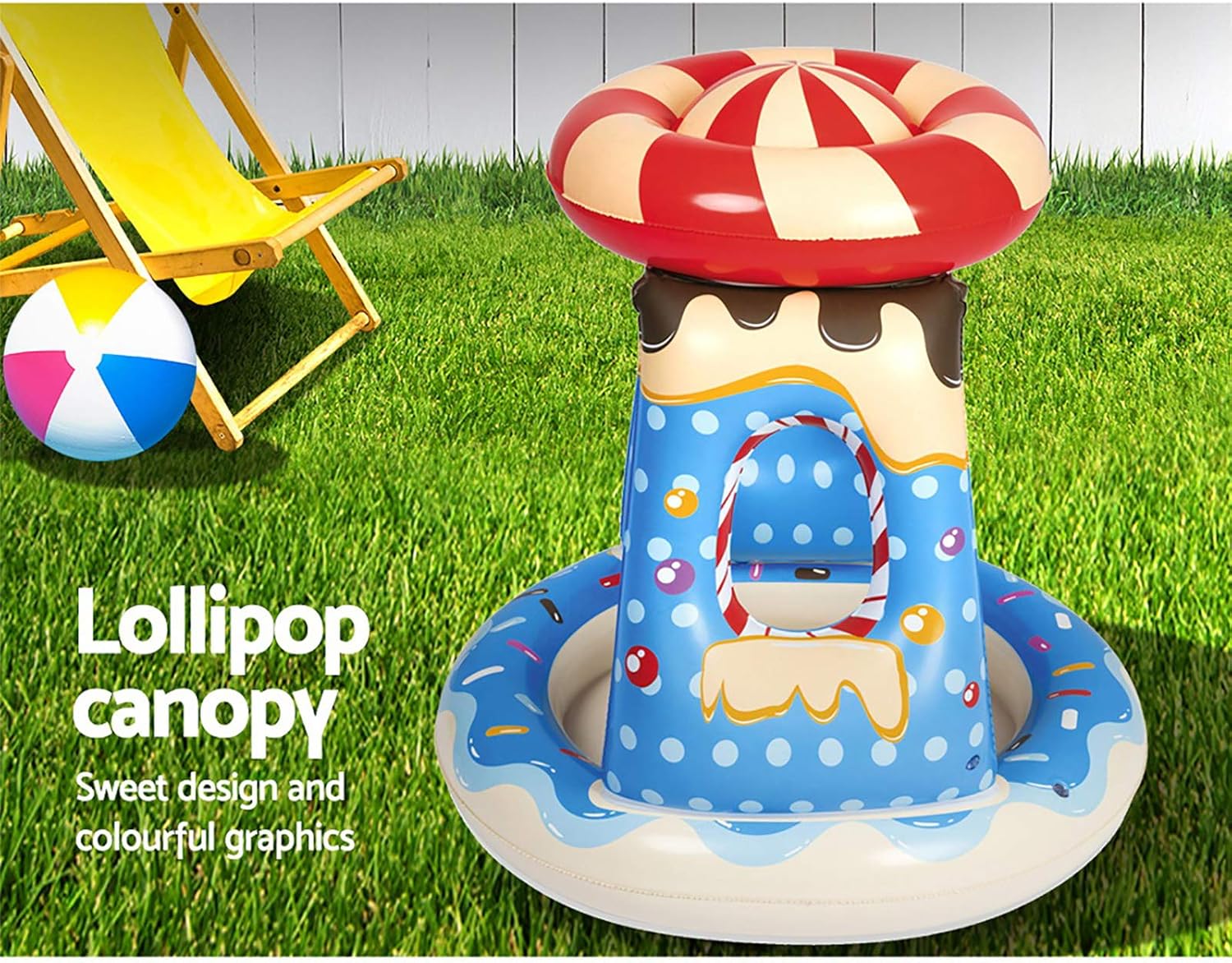 Bestway Candyville Inflatable Shaded Paddling Pool 91cm x 91cm x 89cm 52270 - Colorland Toys