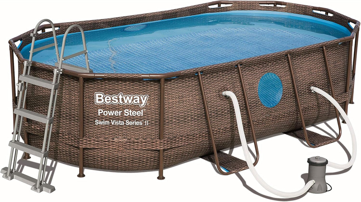 Bestway Oval Above Ground Pool With Swim Vista Porthole 5.49mx2.74mx1.22m 56716 — image 3