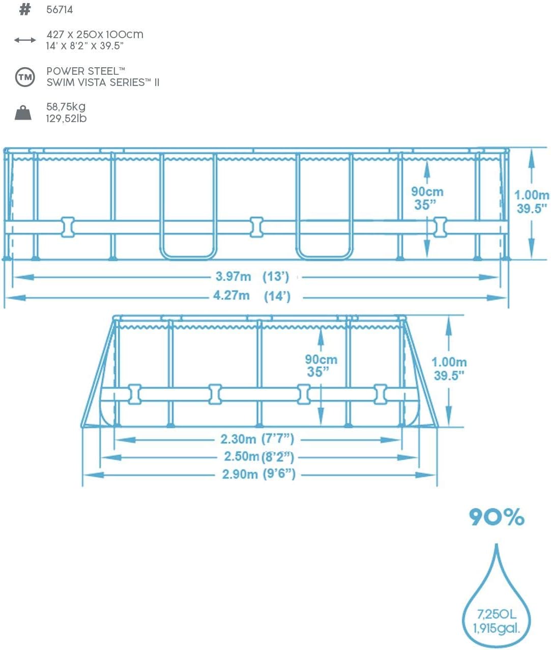 Bestway Oval Above Ground Pool With Swim Vista Porthole 5.49mx2.74mx1.22m 56716 — image 16