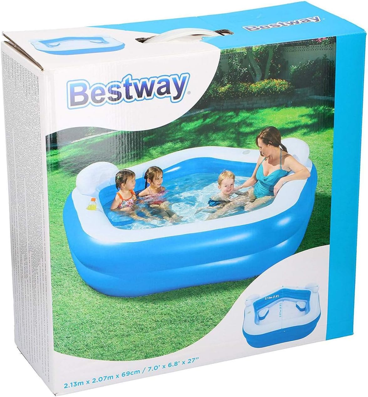 Bestway Pentagon Vinyl Family Fun Pool 2.13mx2.06mx69cm 54153 — image 1