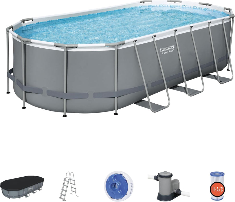 Bestway Power Steel Oval Above Ground Pool 5.49mx2.74mx1.22m 56710 — image 1