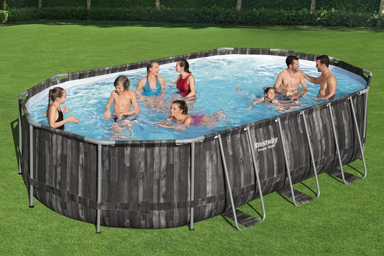 Bestway - Power Steel Oval Pool 6.10x3.66x1.22m 5611R - Colorland Toys