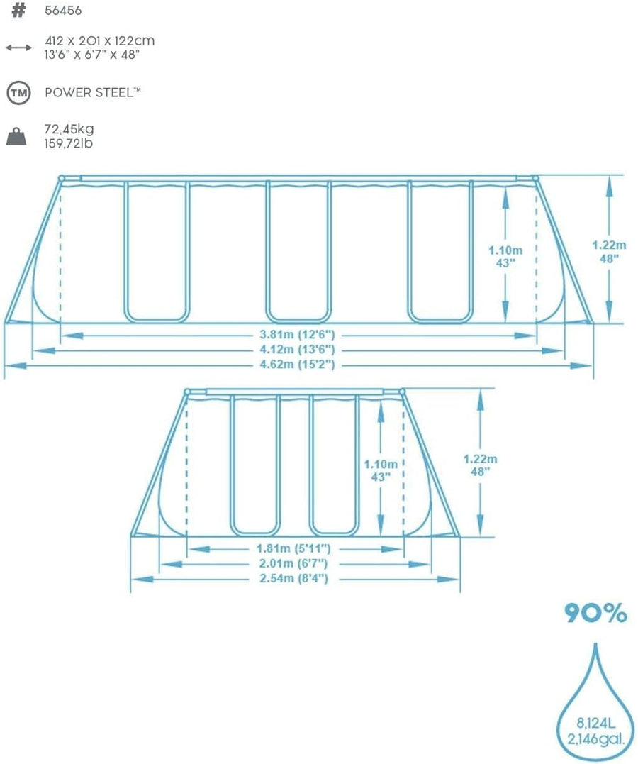 Bestway Above Ground Frame Pool Rectangular 4.12mx2.01x1.22m 56456 — image 5