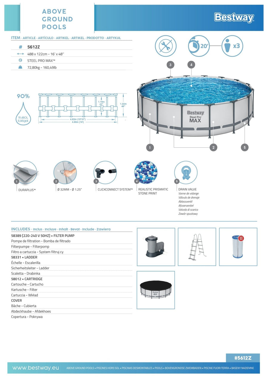 Bestway Round Pool Set 4.88 x 1.22m 5612Z — image 6