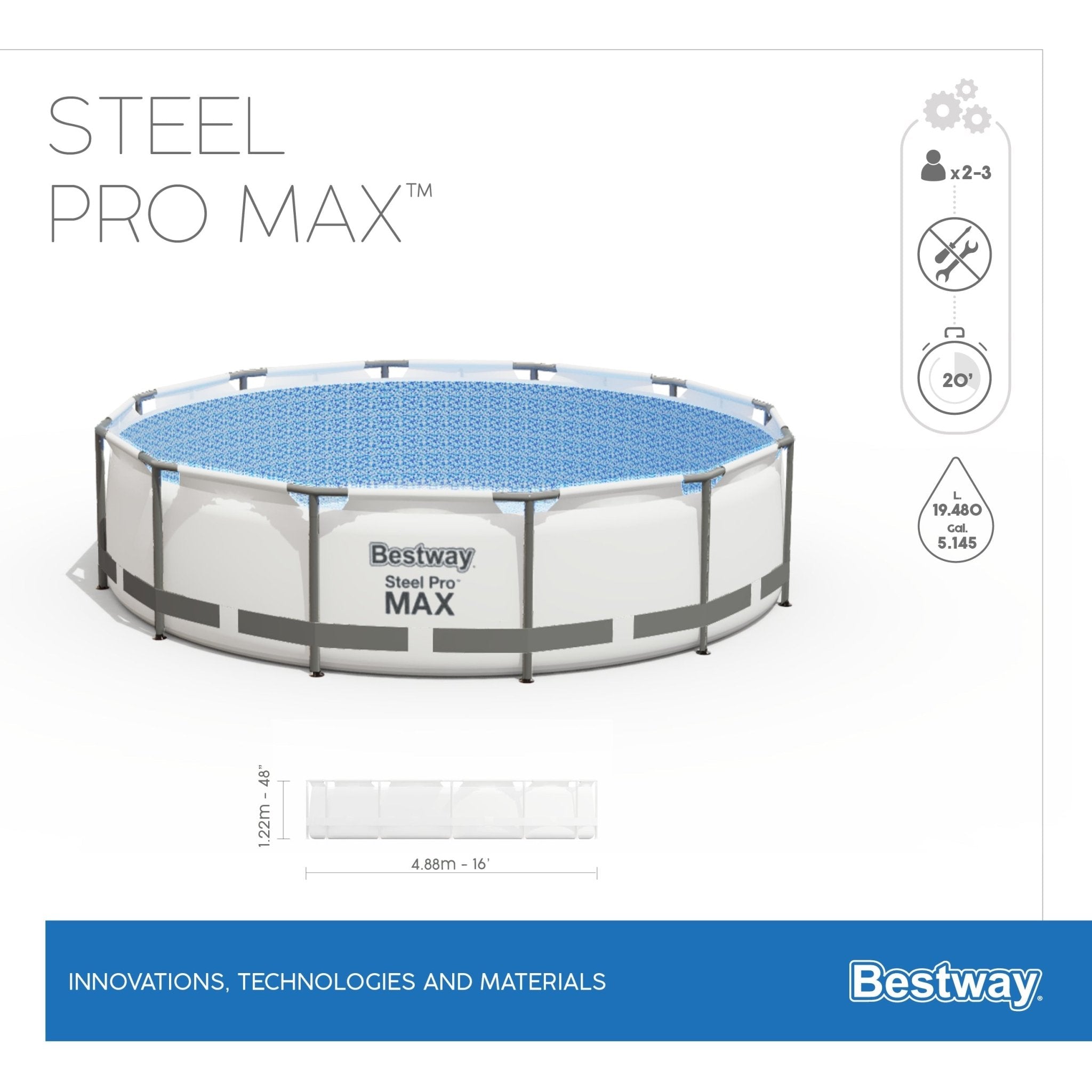 Bestway Round Pool Set 4.88 x 1.22m 5612Z - Colorland Toys