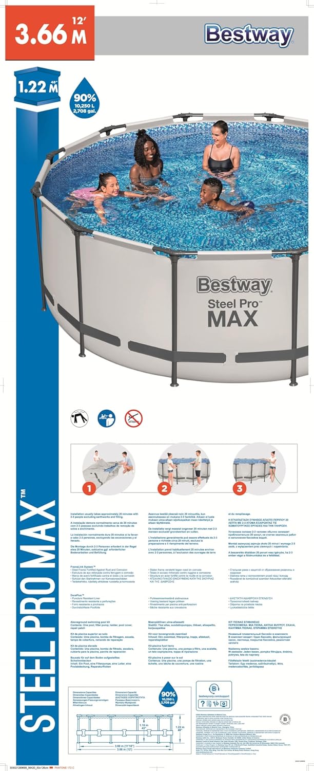 Bestway Steel Pro Max Round Frame Pool 3.66m x 1.22m 56420 - Colorland Toys
