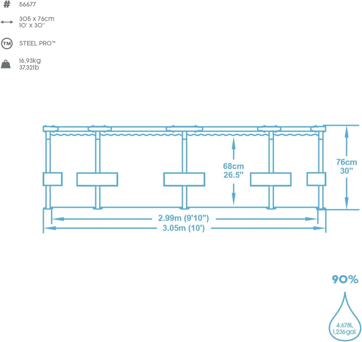 Bestway - Steel Pro Pool 305x76cm 56677/56677N - Colorland Toys