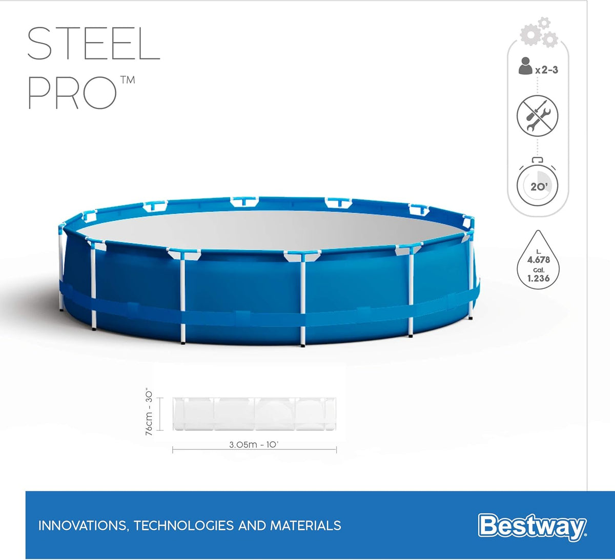 Bestway - حوض سباحة ستيل برو 305x76 سم 56677/56677N — image 6
