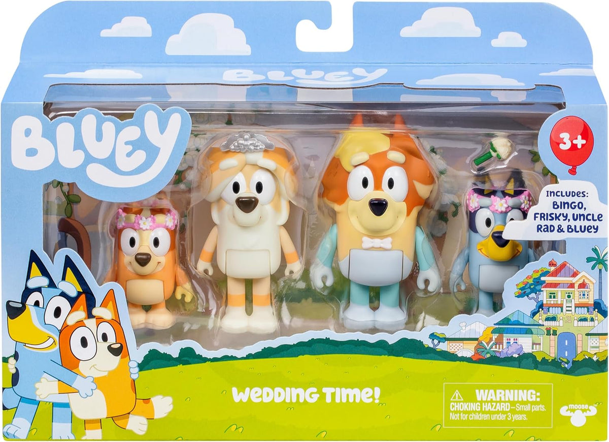 Bluey Wedding Figures Pack of 4 – Articulated Wedding Character Toys — image 1
