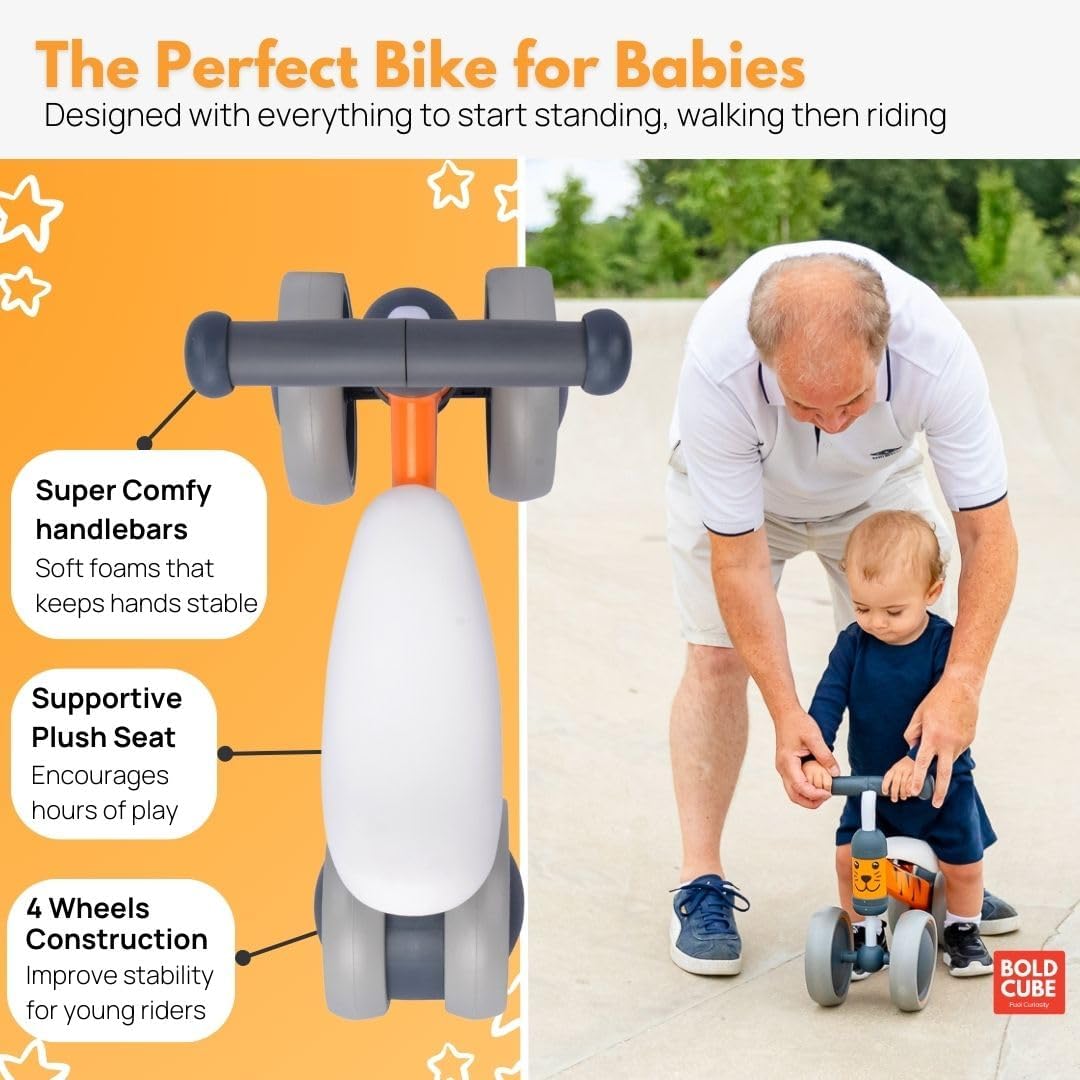 BOLDCUBE Baby Balance Bike Benny Tiger (Orange) - Colorland Toys