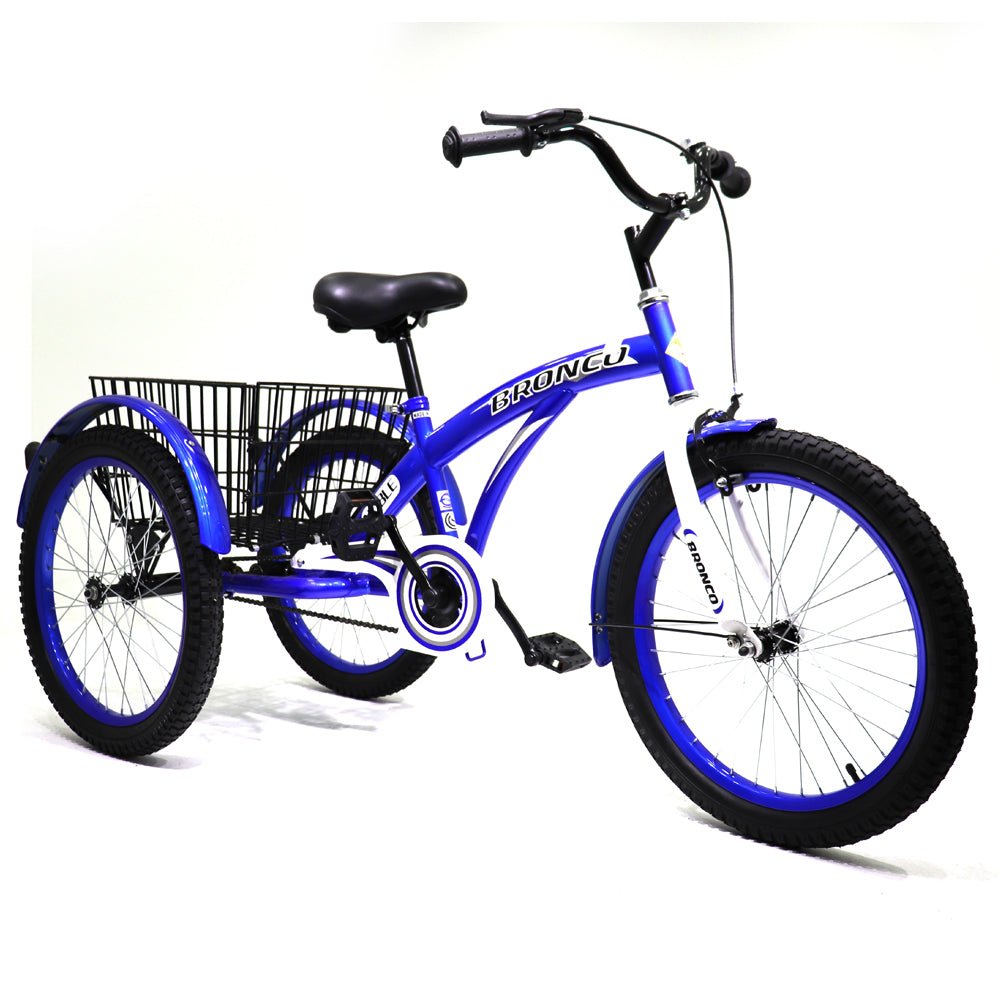 Bronco 20 Inch Three Wheel with Basket Blue - Colorland Toys