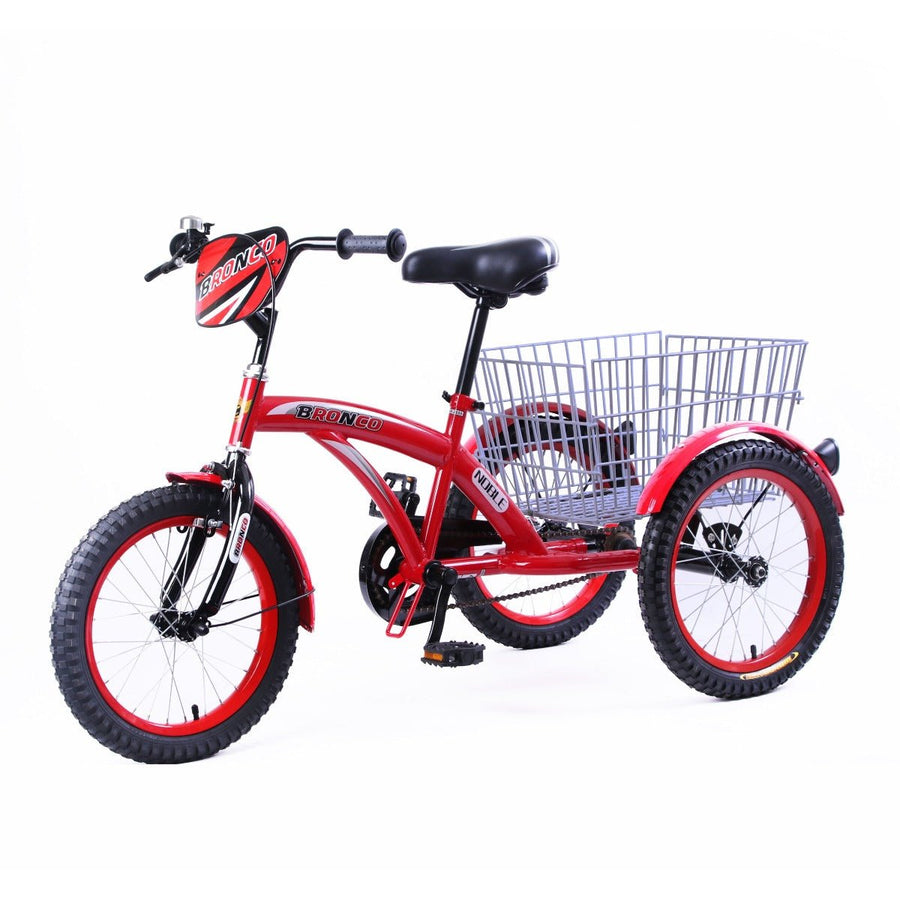 Bronco Classic Three Wheel bicycle with Basket Red 16 Inch CL-2600 — image 1