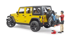 Bruder Jeep Wrangler Rubicon Unlimited with Mountain Bike and Cyclist 02543 - Colorland Toys