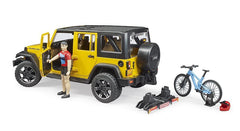 Bruder Jeep Wrangler Rubicon Unlimited with Mountain Bike and Cyclist 02543 - Colorland Toys