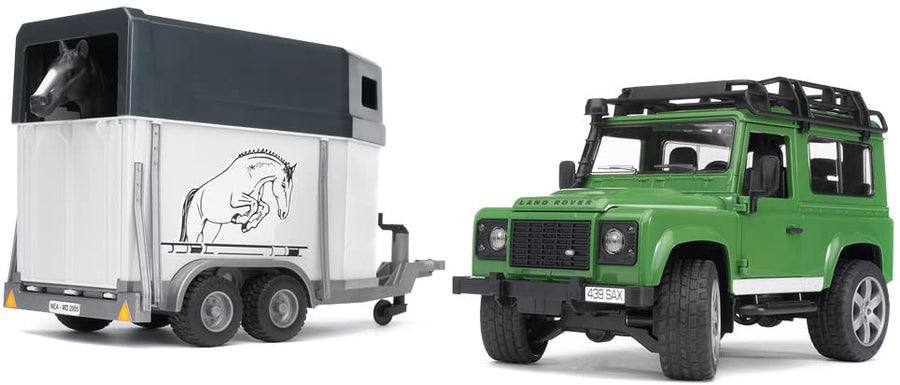 Bruder Land Rover with Horse Trailer and Horse 02592