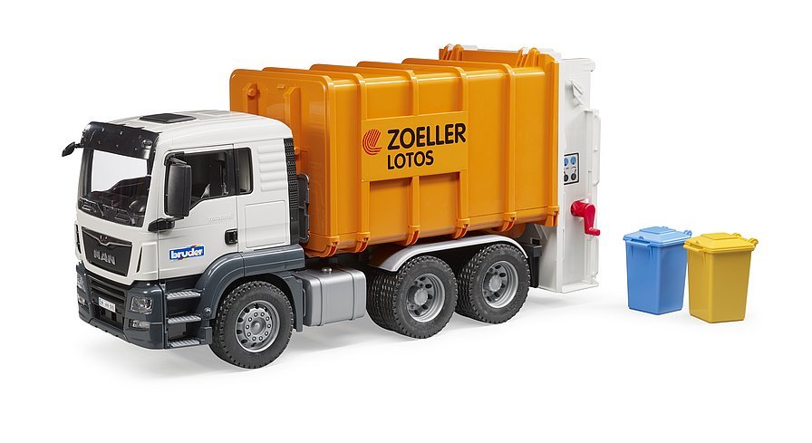 Bruder Man TGS Rear Loading Garbage Truck Orange 03762 - Colorland Toys