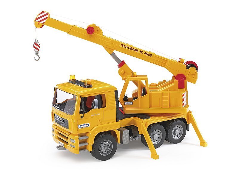 Bruder Man Yellow Crane Truck with 360 Degree Swiveling Crane 02754 - Colorland Toys