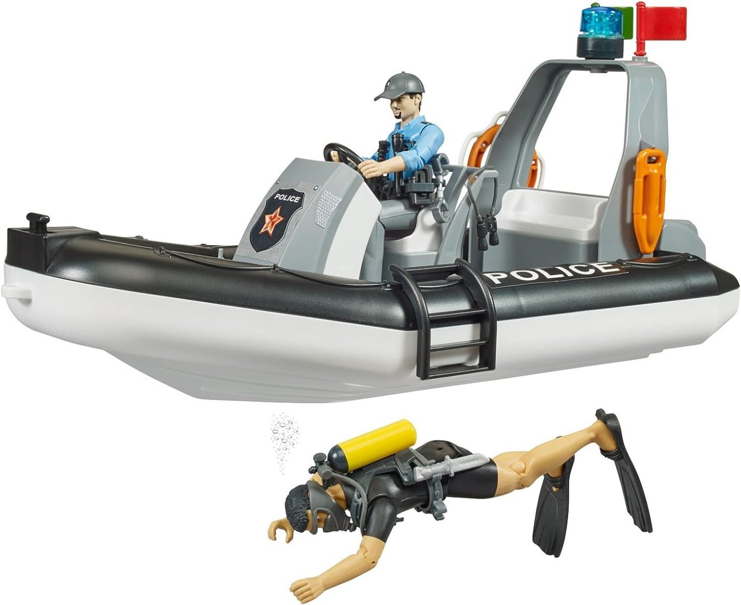 Bruder Police Boat with Rotating Beacon Light 62733 - Colorland Toys