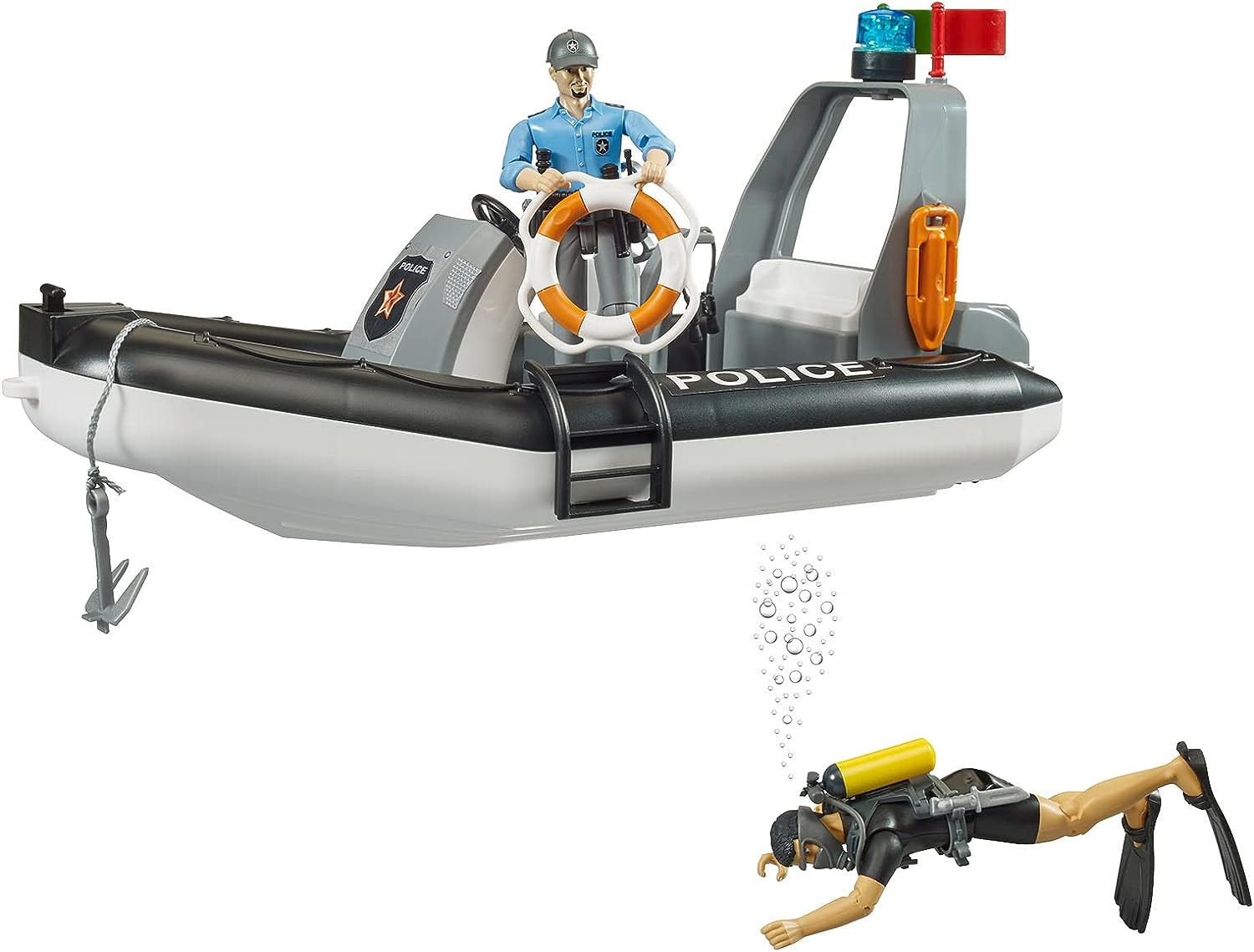 Bruder Police Boat with Rotating Beacon Light 62733 - Colorland Toys