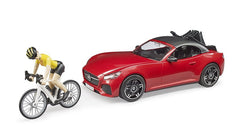 Bruder Roadster Car with Road Bike and Cyclist 03485 - Colorland Toys