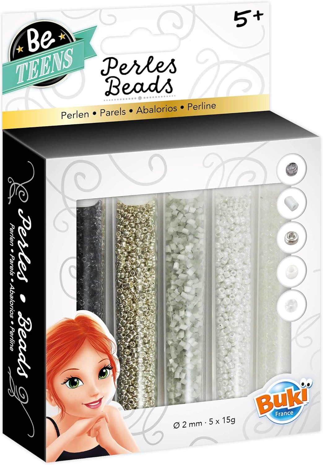 Buki Bead Tubes Silver PE006 — image 1