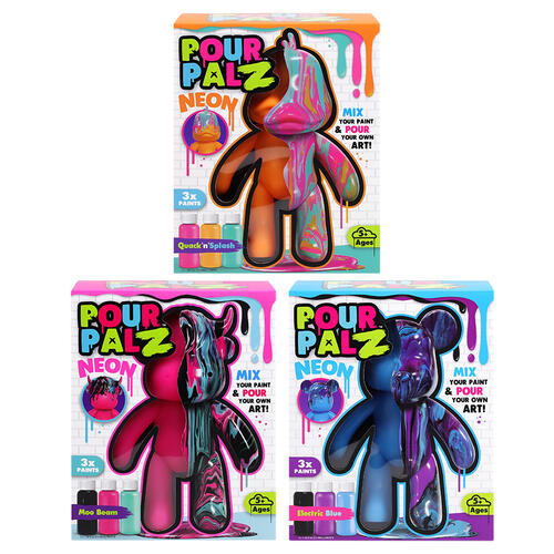 Pour Palz W4 Neon Assorted Characters With 40ML Paints (Single Pack) GS-G25017