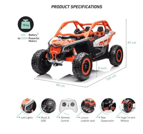 Can-Am Maverick Turbo RR Truck Plastic 12V14AH/4M Orange DK-CA001 — image 4