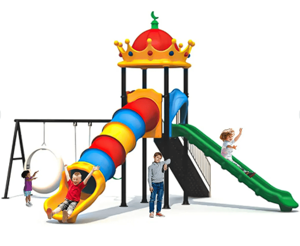 Castle & Crowns Tube Slide & Moon Swings Playset - Colorland Toys
