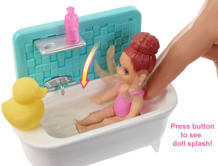 Barbie Skipper Babysitters Bathtime Playset Brunette FHY97 - Colorland Toys