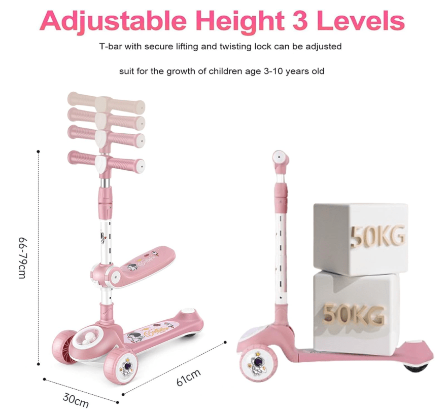 Child Scooter with Music Pink Y - ST3107 - Colorland Toys