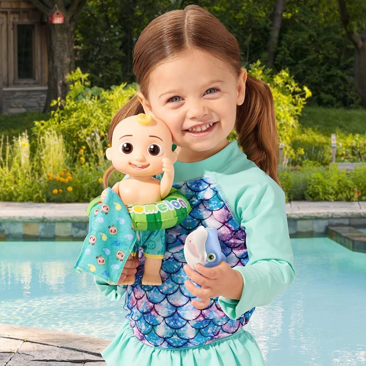 Cocomelon Splish Splash JJ Doll with Shark Bath Squirter CMW0306 - Colorland Toys