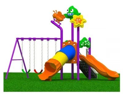 Colorland Toys 5-In-1 Single Tube Slide And 3 Swing Set 12001 — image 1