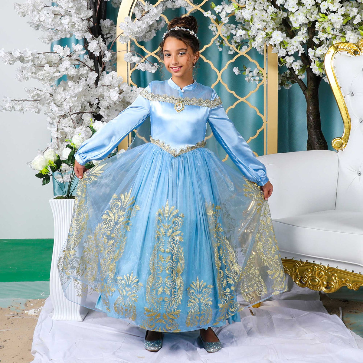 Costume Golden Princess Cinderella Prestige Dress Up M 7-8
