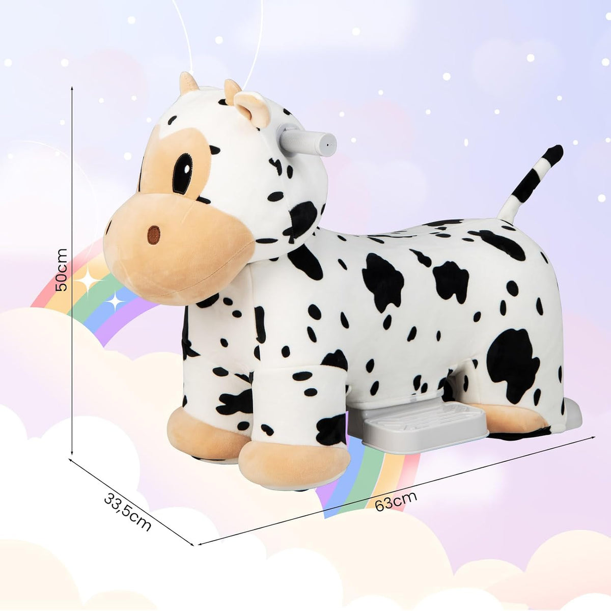 COSTWAY Cow Plush Ride-On Car for Children 3+ with Music — image 5