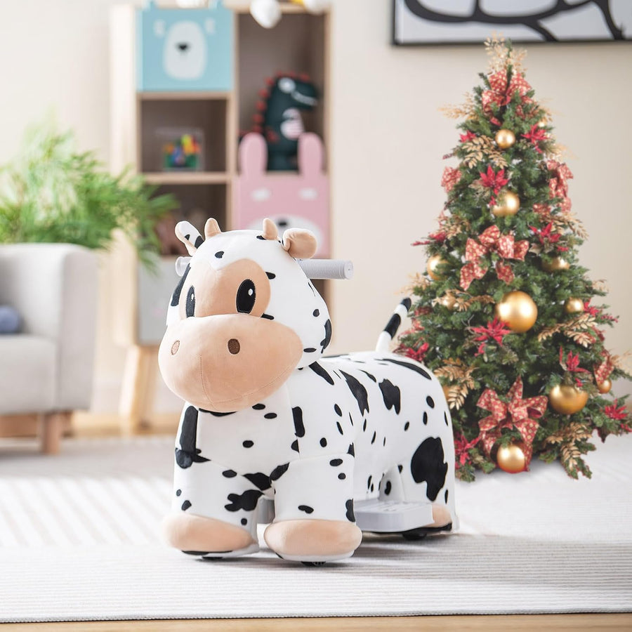 COSTWAY Cow Plush Ride-On Car for Children 3+ with Music — image 8