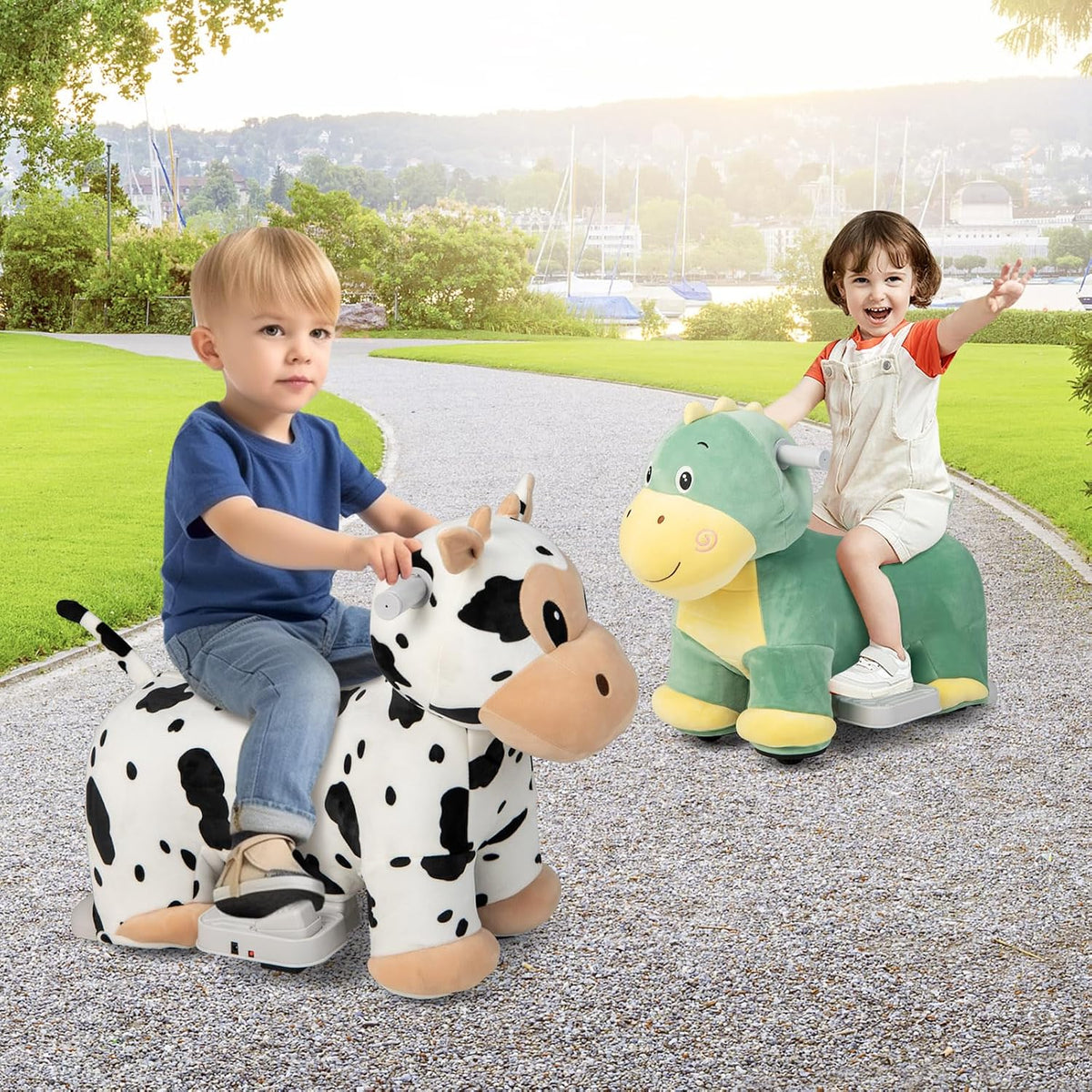 COSTWAY Cow Plush Ride-On Car for Children 3+ with Music — image 9