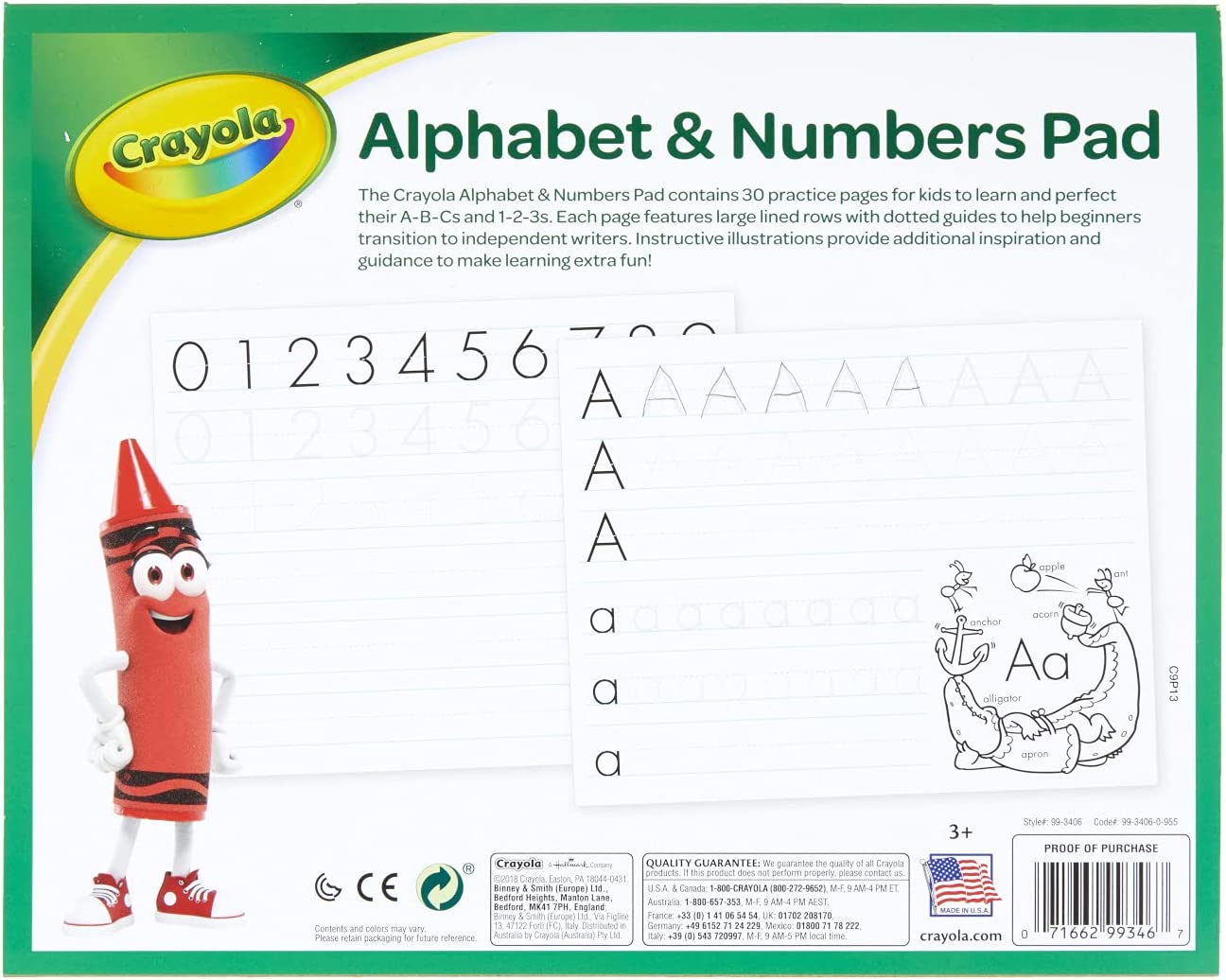 Crayola Alphabet & Numbers Pad 30sheets CY99 - 3406 - Colorland Toys