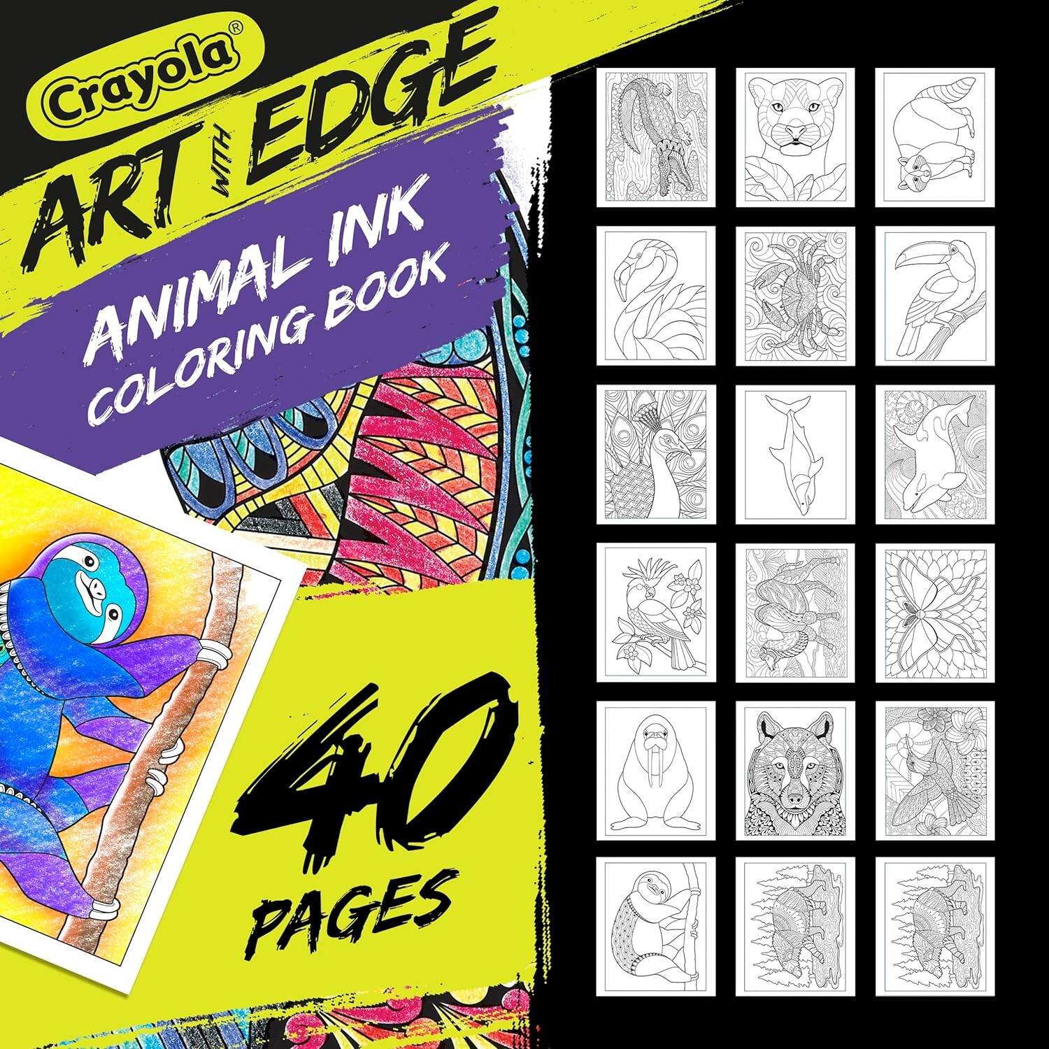 Crayola Art With Edge Animal Ink Doodle Activity Book CY04 - 0593 - Colorland Toys