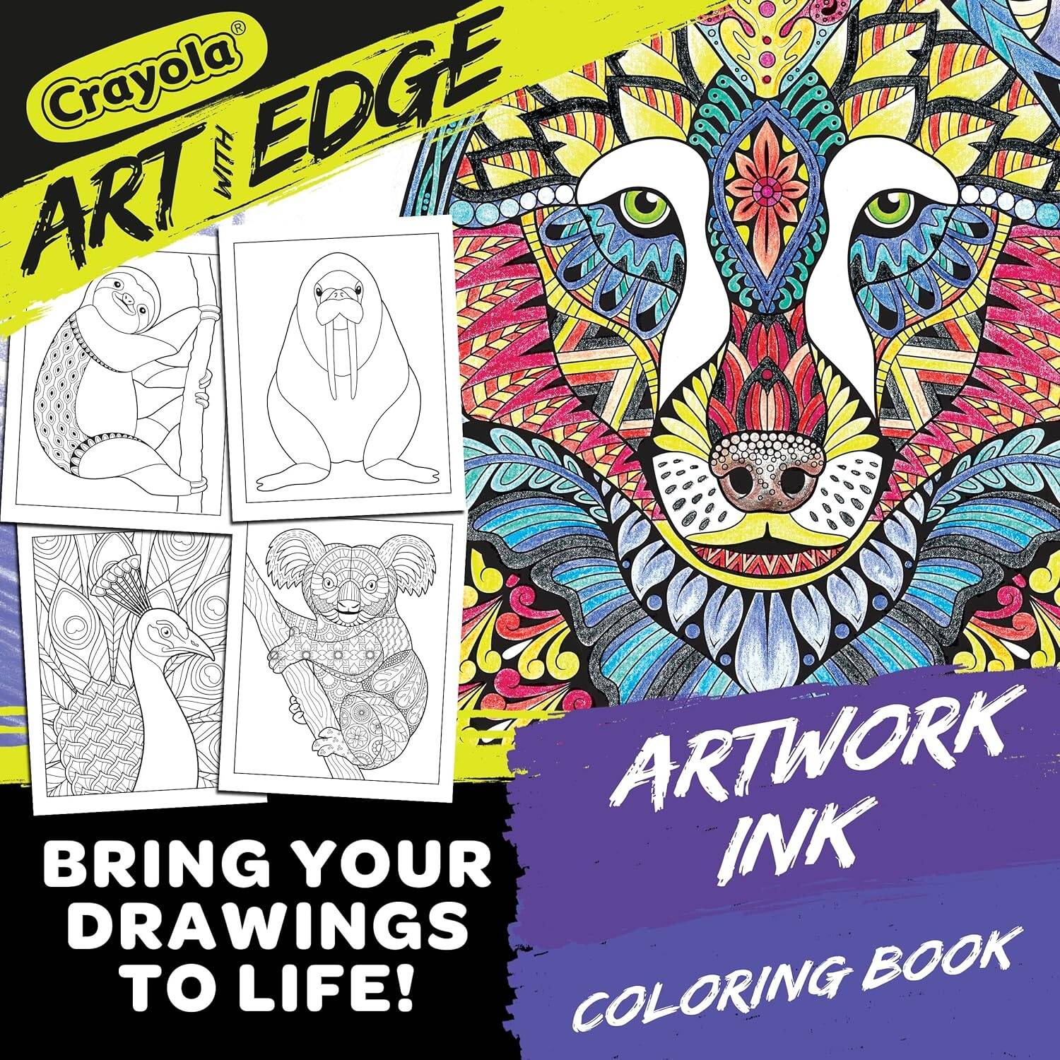Crayola Art With Edge Animal Ink Doodle Activity Book CY04 - 0593 - Colorland Toys
